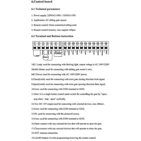 Carte de commande pour moteur de portail coulissant automatique AC110 avec télécommande pour système de contrôle d'accès - JBMEDIA (1/4)