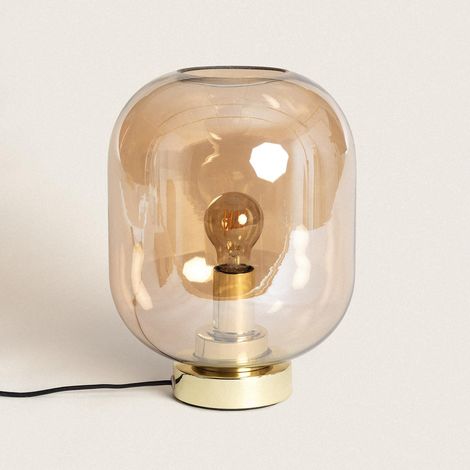 Lampada da Tavolo Metallo e Vetro Nélida Ambra