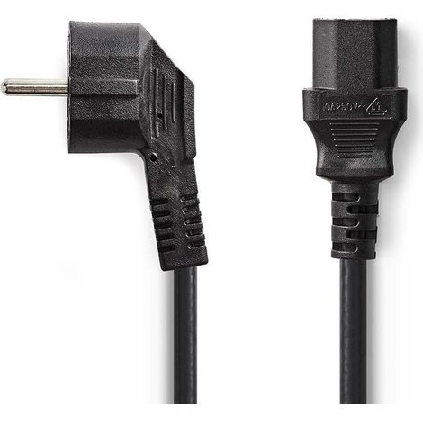 Cable de alimentacion conector de alimentacion macho iec 320 c13 en angulo recto niquelado 200 metros redondo pvc negro caja