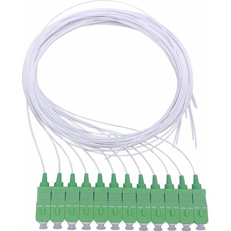 Elfcam® - Pigtail a Fibre Optique 12 Fibres Monomode Simplex SC/APC 9/125um OS2, Blanc (1/2)