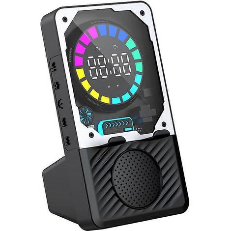 Support de téléphone portable intelligent avec haut-parleur intégré, éclairage RGB, support Bluetooth sans fil, réveil et emplacement pour carte TF. (1/5)