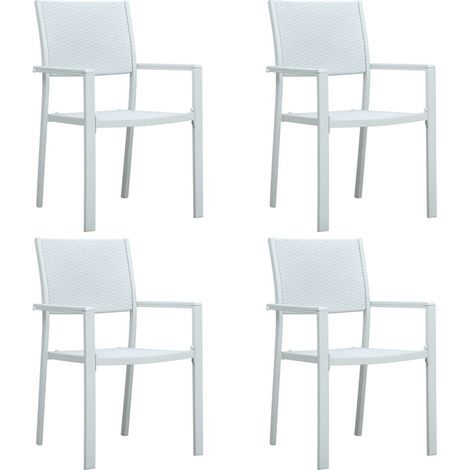 Gartenstühle 4 Stk. Weiß Kunststoff Rattan-Optik