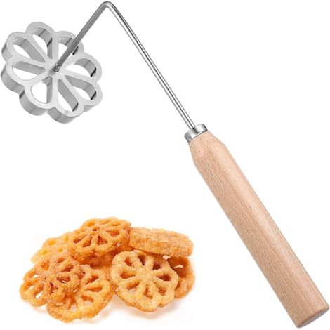 Moule à achappam Bunuelos, moule à pâtisserie, moule à gaufres Bunuelos avec poignée (voir photo), 26,50 x 9,20 x 2,20 cm (1/2)
