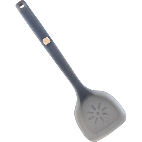 Spatule ajourée en silicone pour faire sauter les aliments, multifonctionnelle, pour la cuisine, couleur gris fumé semi-transparent. (1/5)