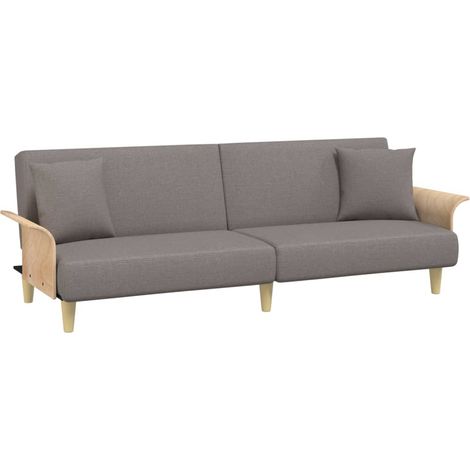 Divano letto con braccioli 224 x 89 x 70 cm tessuto tortora 020021009