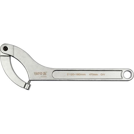 LLAVE DE GANCHO CON PASADOR REDONDO, ARTICULADA 120-180 MM / YT-01679 / YATO
