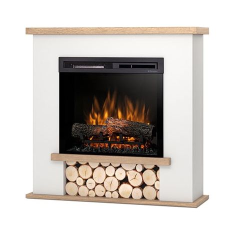 Camino Elettrico Riscaldante Da Pavimento Autoportante a LED - 23" - Bianco opaco / Rovere chiaro - 95 x 92 x 28 - TULA (1/5)
