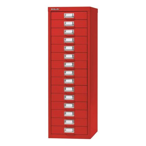 Bisley 15 Drawer A4 Filing Cabinet - Red