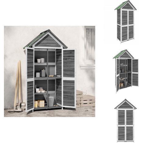Vidaxl – Abri à outils de jardin en bois massif pin 89x52,5x175 cm – Toit étanche – Rangement organisé pour outils de jardin (1/5)