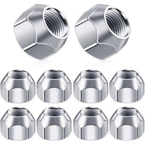Lot de 10 capuchons d'écrous de roue M12 – Acier inoxydable – Filetage métrique pas standard – Pour roues de remorque et clous à roues (1/5)