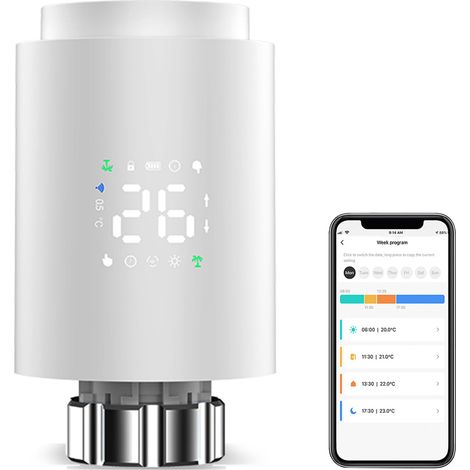 Válvula termostática inteligente para radiador, válvula termostática programable, termostato Zigbee para control de temperatura, control mediante aplicación, requiere concentrador Tuya Zigbee, compati