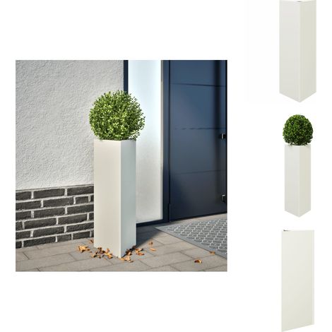Pflanzkübel Weiß Dreieckig 30x26x75 cm Stahl - Pflanzkübel - Blumenkübel - Pflanzgefäß - Blumenkasten (1/5)