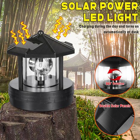 Phare Solaire Rotatif Étanche avec LED pour Jardin, Pelouse et Terrasse - Lumière Décorative Extérieure (1/5)