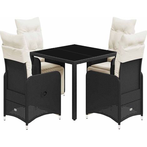 Maison Exclusive - 5-tlg. Garten-Bistro-Set mit Kissen Schwarz Po (1/5)