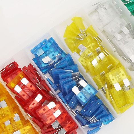 Kit De Fusibles à Lame 200 Pièces, Aluminium Transparent pour Camions De Voiture Orange/Rouge/Bleu/Jaune/Blanc/Vert, pour Bateau, Automobile, Camping-Car, Camion (1/5)