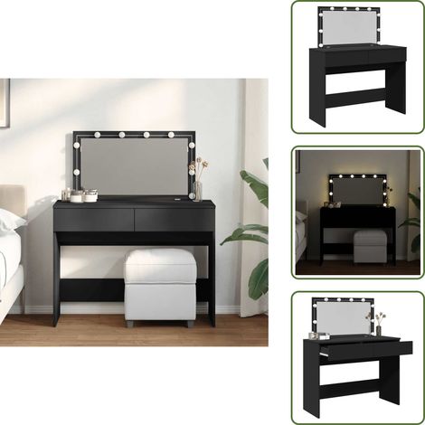 Kosmetikschrank - vidaXL Schminktisch mit LED-Beleuchtung Schwarz 100x40x120 cm - Holzschminktisch