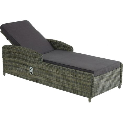Inko Lounge-Liege Leona Rattanoptik natur/dark olive/weiß Sonnenliege Loungeliege (1/2)