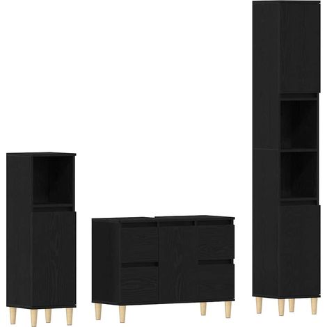 Maison Exclusive - Set di mobili per il bagno Montaggio a parete 3 pcs Rovere Nero