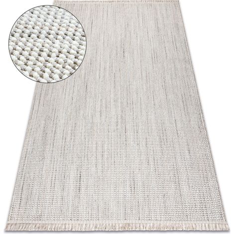 Teppich NANO EO78B Melange, Schlinge, flach gewebt weiß / grau beige 120x170 cm