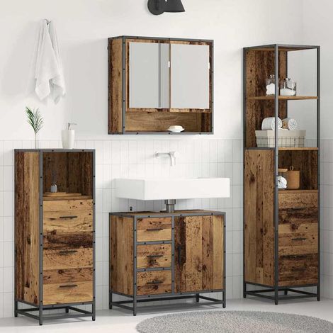 vidaXL Set di mobili per il bagno 4 pz Legno vecchio 65 x 33 x 60 cm (1/5)