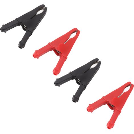 Lot de 4 pinces crocodiles nickelées à haute conductivité et faible résistance, pour voiture et école, 1000 V (1/5)
