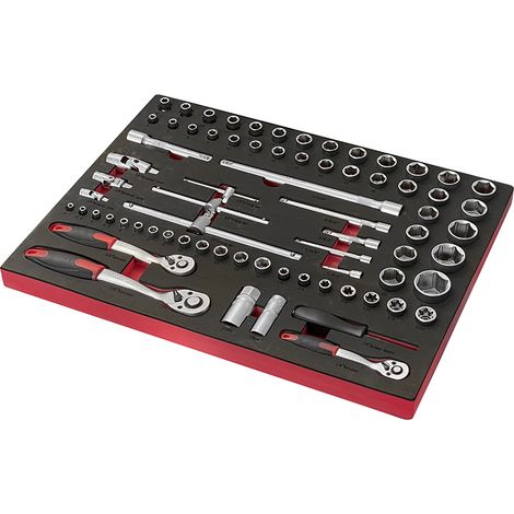 Assortimento di 72 utensili SOGI TER-01 - chiavi a bussola - snodi - prolunghe - cricchetti - per manutenzione auto