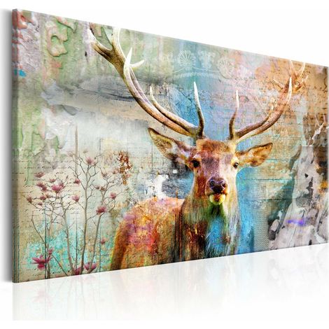 Tableau cerf sur bois - 120 x 80 cm (1/4)
