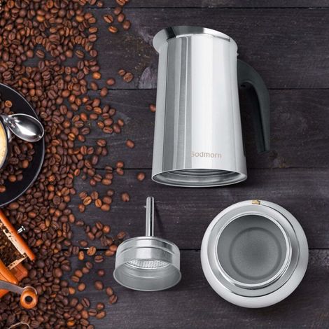 Caffettiera italiana in acciaio inox (600 ml) 12 tazze Macchina da caffè italiana Caffettiera in acciaio inox Manico sagomato Adatta a tutti i tipi di piani cottura (1/4)