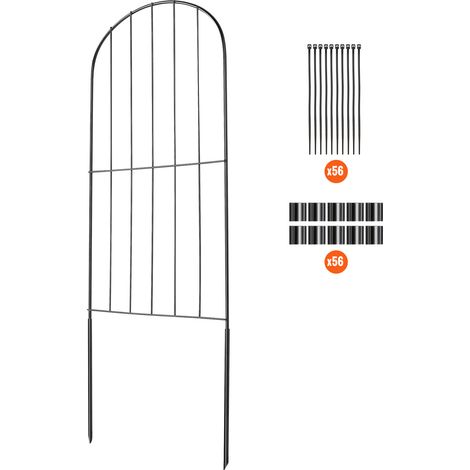 Mophorn-Gartenzaun, 60 cm (H) x 9 m (L) Tierabsperrzaun, unterirdischer dekorativer Zaun mit 5 cm Abstand zwischen den Stacheln, Metall-Hundezaun für Hof und Terrasse, 28er-Pack