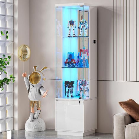 Glasvitrine mit LED-Beleuchtung, Sensorik und Schublade, abschließbar (1/5)