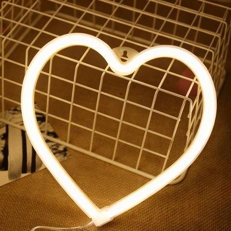 Lampe Néon En Forme De Cœur - Alimentation USB - Décoration Pour Chambre, Fête Ou Arrière-Plan Photo - 1 Pièce (1/5)