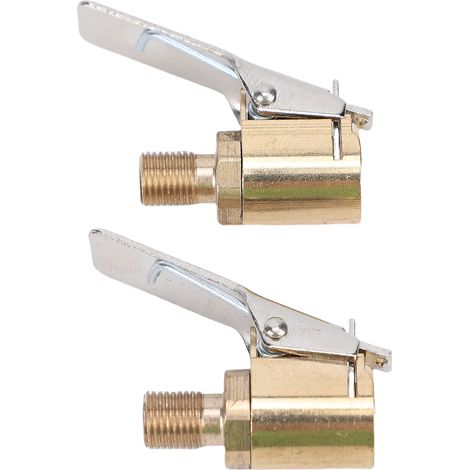 Valvola di gonfiaggio per pneumatici con adattatore a clip, tubo di gonfiaggio in ottone con chiusura di sicurezza, a prova di perdite, 2 pezzi (1/5)