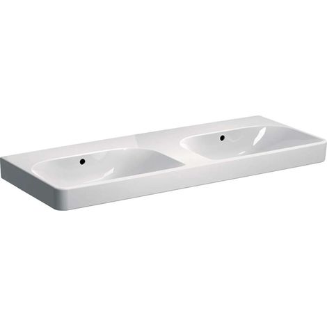 Geberit Smyle Square - Doppelwaschtisch 120x48 cm, mit Überlauf, ohne Hahnloch, weiß 500.224.01.1