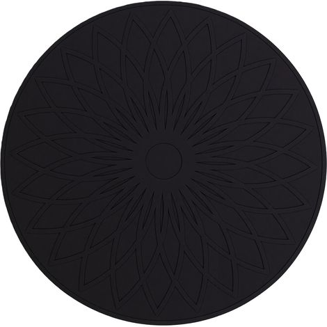 Tapis de dessous de plat rond en silicone résistant à la chaleur, protecteur de comptoir pour table à manger, support de casseroles chaudes, passe au micro-ondes, facile à nettoyer, noir 24,5 × 24,5 c (1/5)