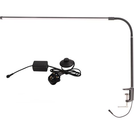 Lampe de bureau LED 3 couleurs pour manucure tatouage, lampe de table beauté extension cils avec pince, noire, prise UK 110-240V (1/5)