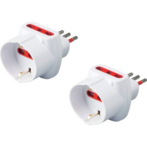 Rosi Adattatore Emilia Prime, bianco, 2 prese bivalenti + 1 presa schuko - set 2 pz (1/3)