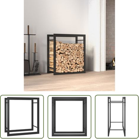 The Living Store Brennholzregal Mattschwarz 50x28x56 cm Stahl - Brennholzregal - Kaminholzlagerung - Stahl Regal - Outdoor Deko - Gartendeko (1/5)
