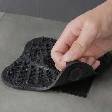 [Abflusssieb] 13 cm schwarzes Silikon mit Saugnäpfen, wiederverwendbar – Verstopfungsfreier Duschabflussfilter für Küche und Bad (1/5)