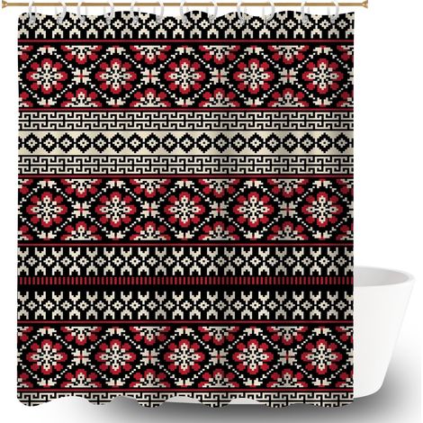 Rideau de bain imprimé polyester 180x180 bordure lestée polyester pour salle de bain pour hôtel / airbnb (1/5)