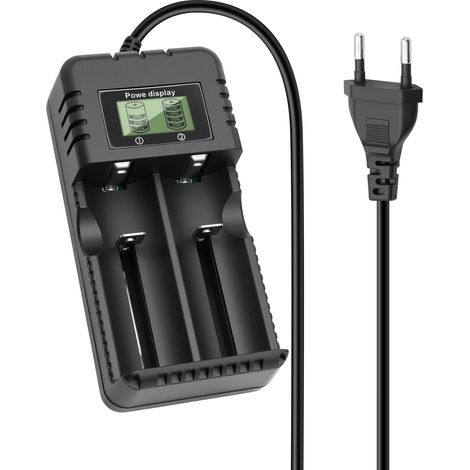 Chargeur de Batterie à LCD, Chargeur de Batterie Li-ION 2 Fentes avec Charge Rapide Intelligente Compatible avec Une Variété de Batteries Li-ION 3,7 V 26650/18650/14500/16340 (2 Fentes) (1/5)
