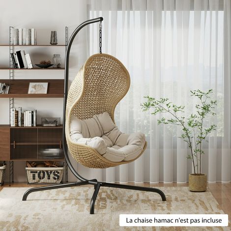 Support de Chaise Suspendue en Métal Résistant Hamac Support en C avec Crochet à Ressort et Rotation à 360° Capacité de Charge 180 KG Noir (1/3)