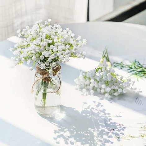 Babies Breath Flowers Artificial Fake Gypsophila DIY Flower Bouquets Wedding Arrangement Home Decor 8pcs (1/5)