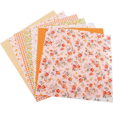 Tessuto di cotone 25x25 cm, 7 pezzi, quadrati assortiti, set di biancheria da letto pretagliato, set camera da letto (arancione) (1/5)