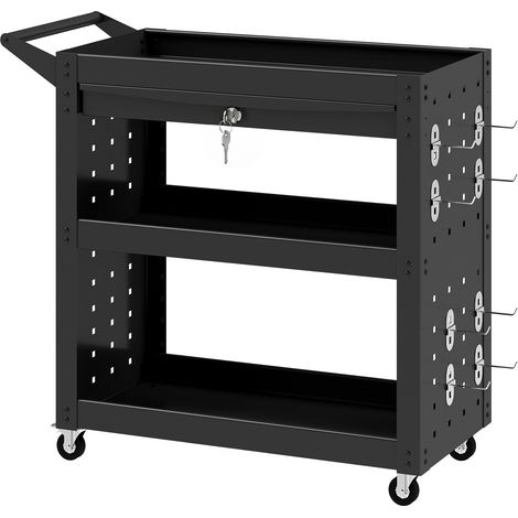 HOMCOM Storage Trolley Wheel Cart with Lockable Wheels Black