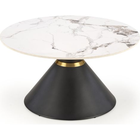 Table basse ronde 80 cm marbre noir et blanc Elyse (1/4)