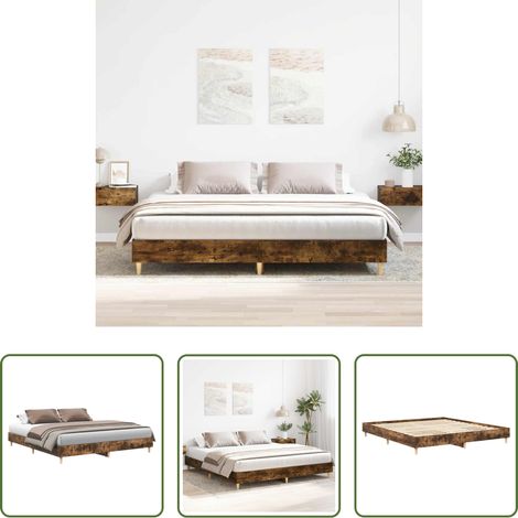 vidaXL Räuchereiche - Bettgestell ohne Matratze Räuchereiche 160x200 cm Holzwerkstoff (1/5)