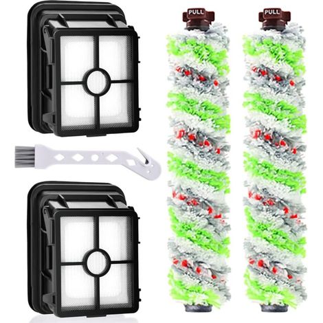 Lot de 2 Filtre, 2 Rouleau De Brosse Multi-Surfaces, Compatible Bissell Crosswave, Pour Animal Domestique