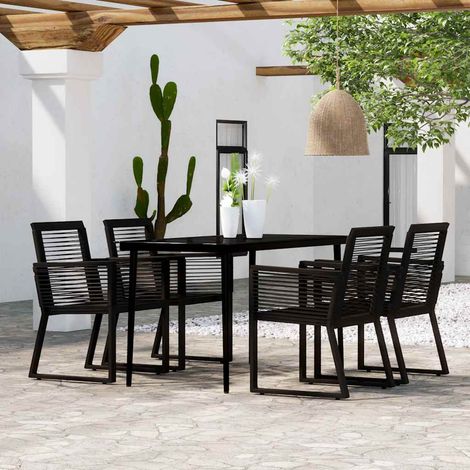 Juego de comedor de jardín 5 piezas negro vidaXL (1/5)