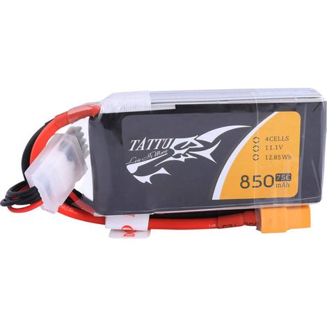 Pack de batterie (LiPo) 14.8 V 850 mAh Tattu TA-75C-850-4S1P 75 C Softcase XT60 S151291 (1/2)