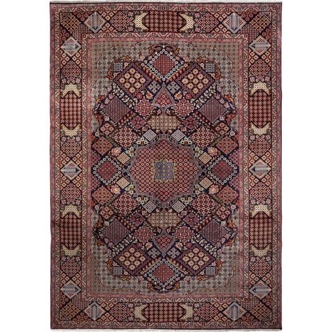Tapis d'orient 305 x 430 cm, motif oriental, en laine nouée main, bordeaux, beige et bleu, artisanat iranien (1/5)